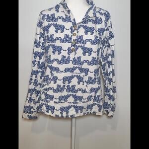 Lilly Pulitzer Blue and White Elephant Patterned popover